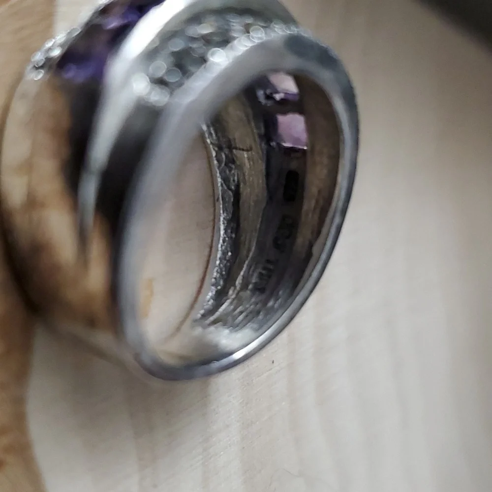 Sterling Silver 925 Twilight Majesty Amethyst and Marcasite Ring